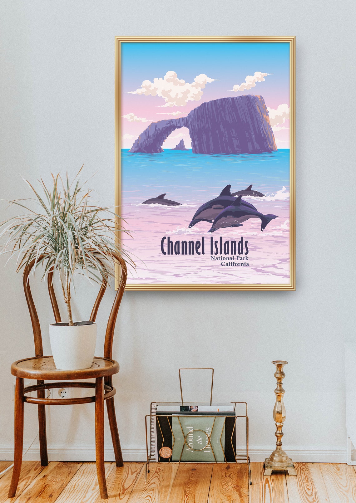 Channel Islands National Park Dolphins Arch Rock Vintage Poster - Image 2