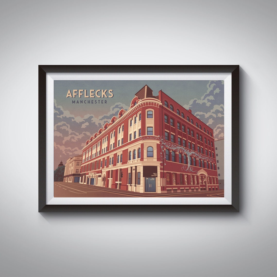 Afflecks Manchester Northern Quarter Red Brick Landmark Poster
