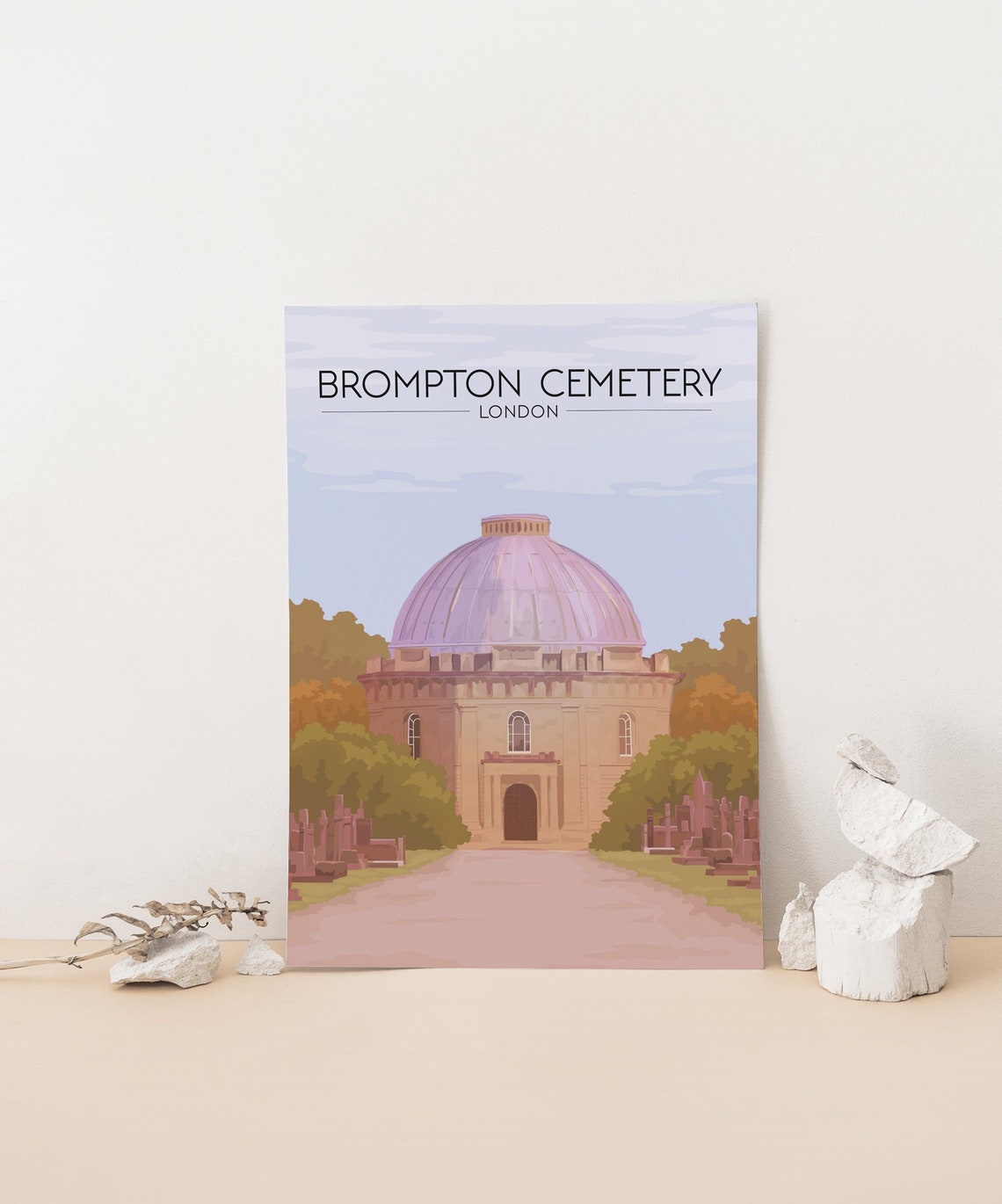 Brompton Cemetery London Historic Chapel Dome Vintage Travel Poster - Image 4