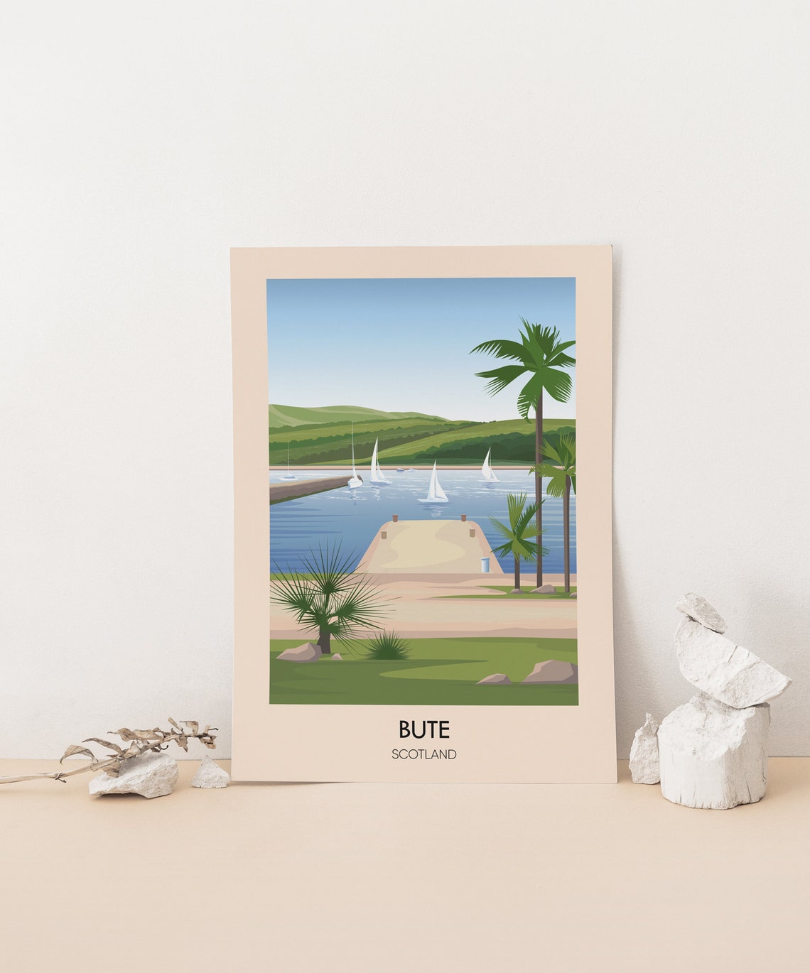 Bute Poster Scotland Isle Of Bute Islands Of The Firth Of Clyde Vintage Travel Print Scottish Islands Hiking Arran Framed Art Print - Image 2