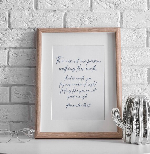 You Are Good Enough Self Love Motivational Quote Script Wall Art Poster
