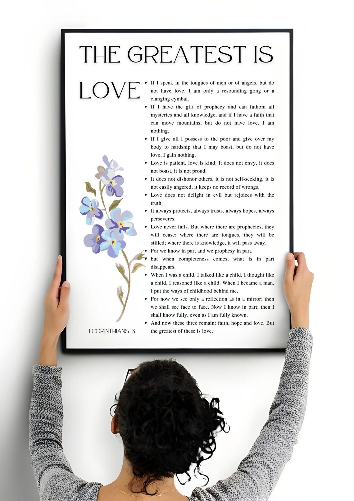 The Greatest Is Love 1 Corinthians 13 Floral Bible Verse Scripture Poster - Image 3