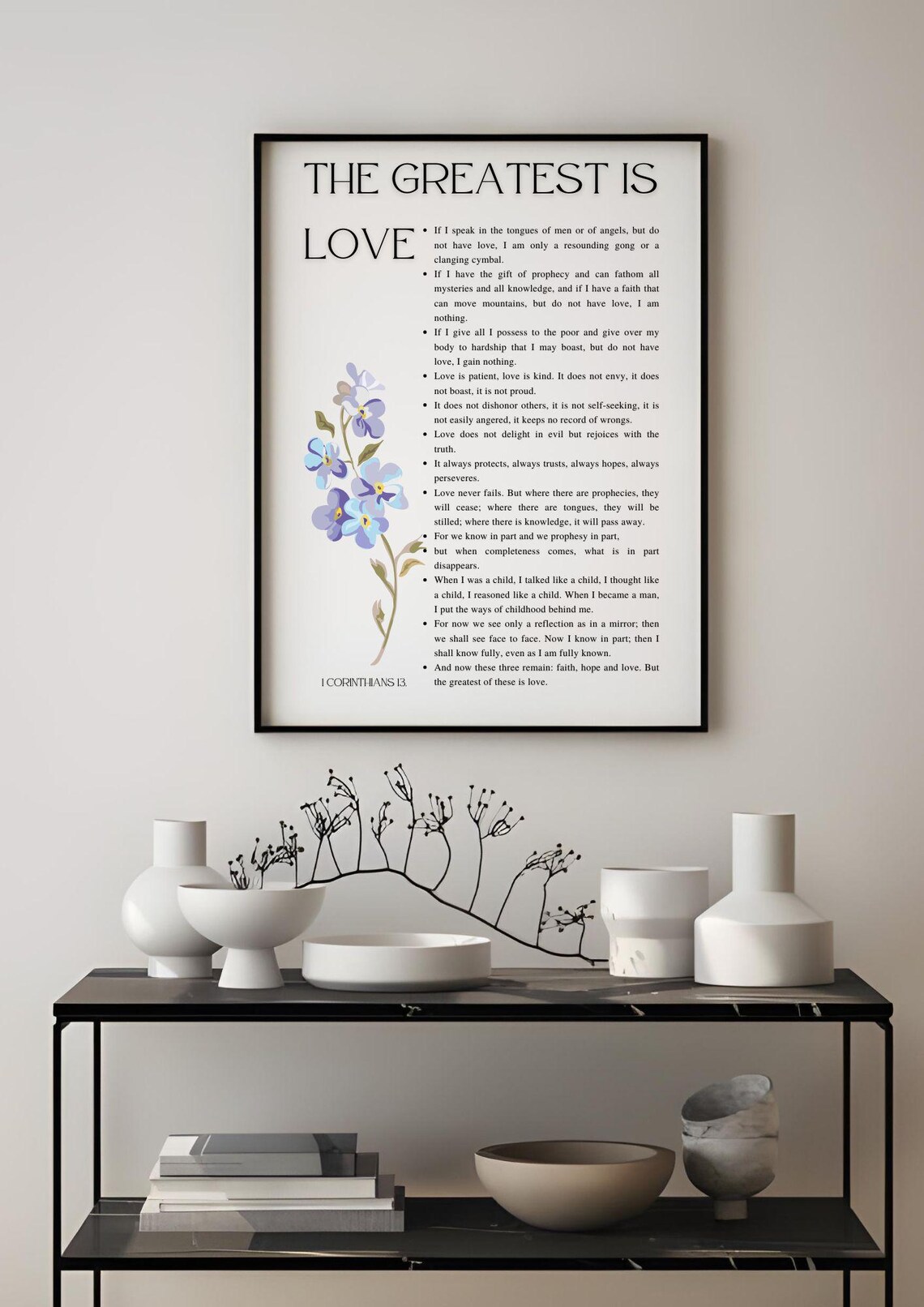 The Greatest Is Love 1 Corinthians 13 Floral Bible Verse Scripture Poster - Image 4