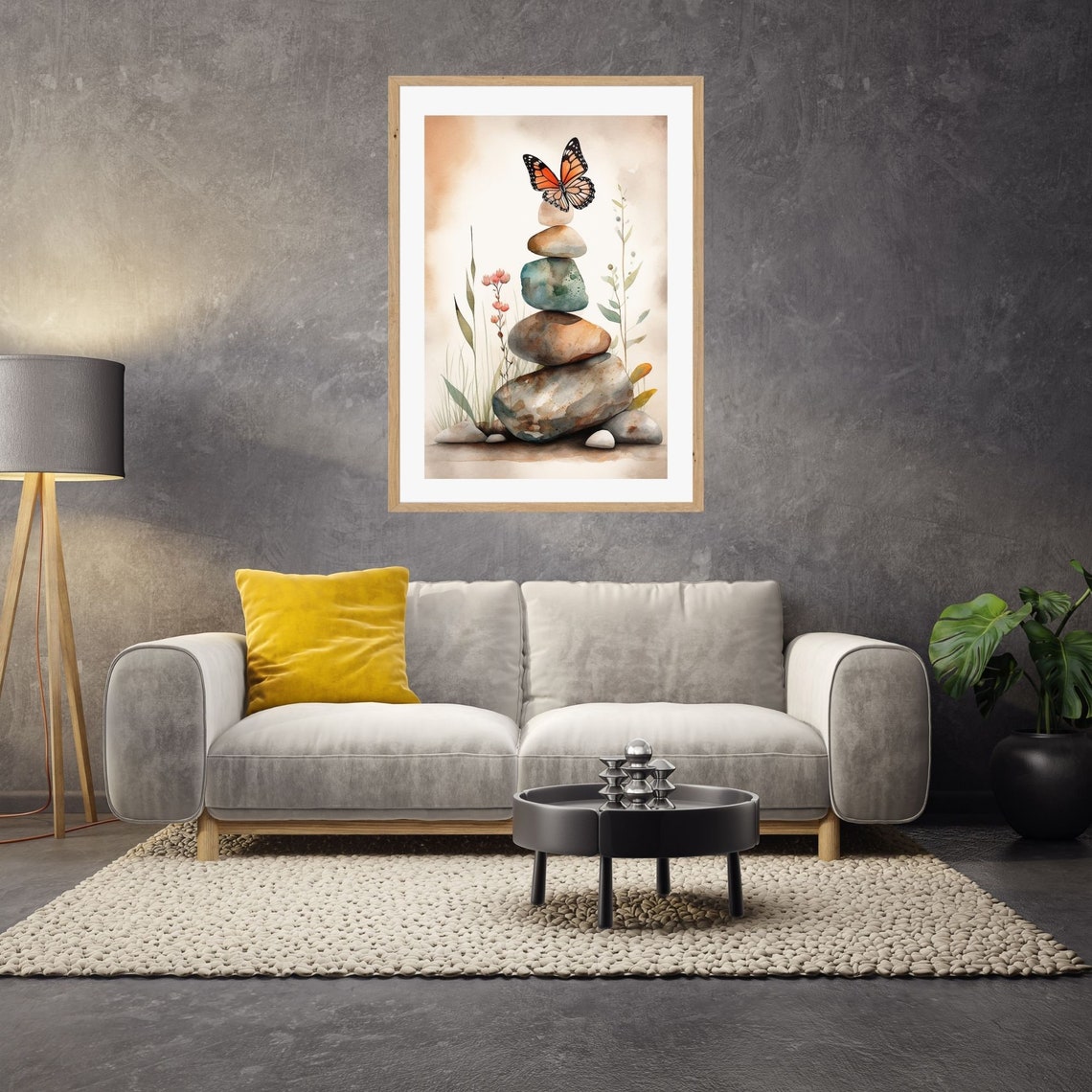 Butterfly Zen Stones Meditation Wall Art Spiritual Decoration Print Art Relaxing Yoga Esoteric Wall Print - Image 2