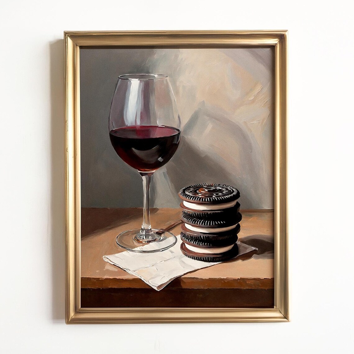 Red Wine And Sandwich Cookies Funny Cocktail Art