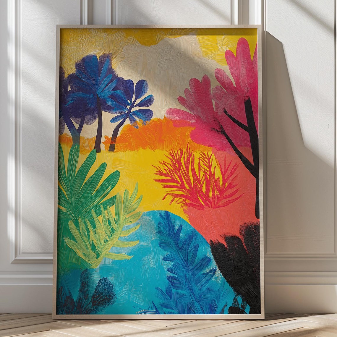 Abstract Tropical Sunset Jungle Foliage Vibrant Color Wall Poster