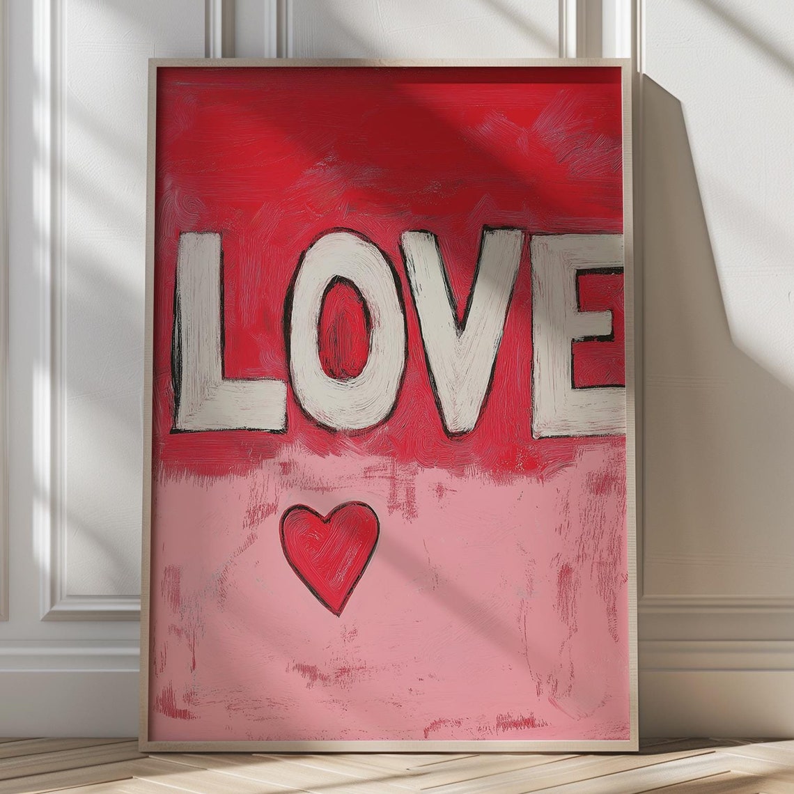 Love Typography Big Red Heart Bold Modern Romantic Wall Poster