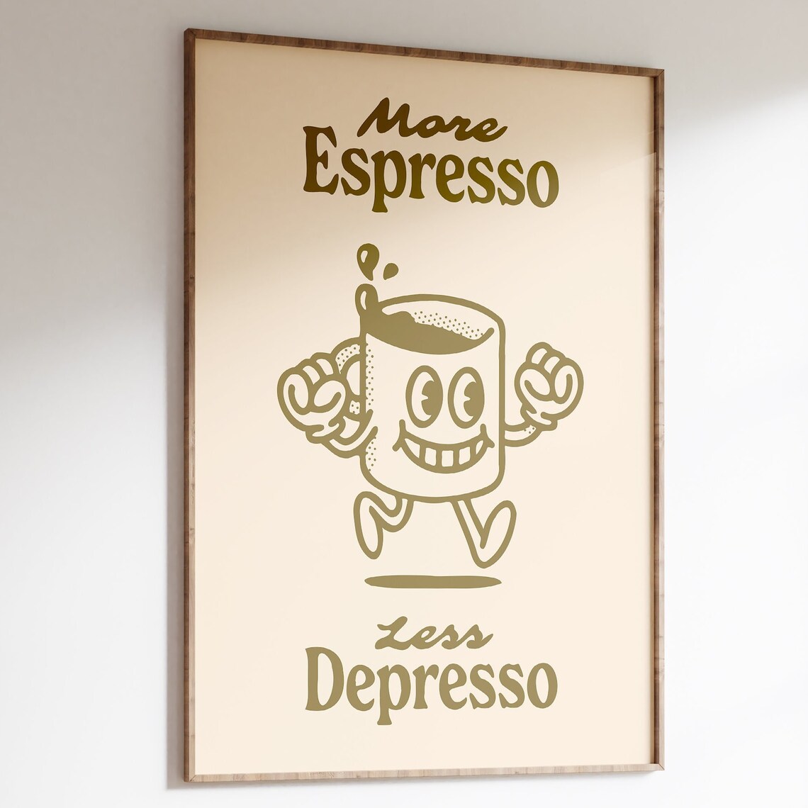More Espresso Less Depresso Retro Coffee Poster