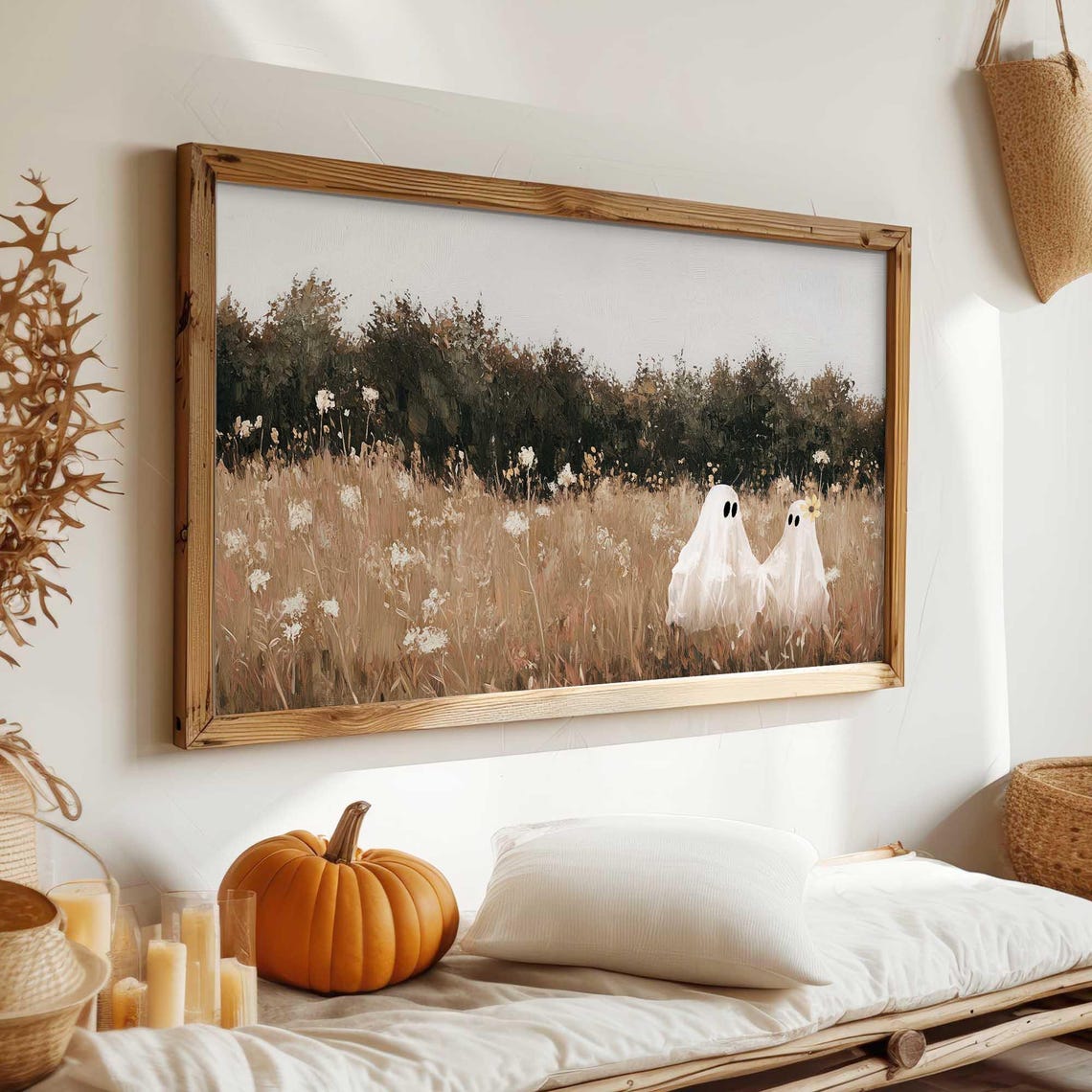 Ghost Couple Standing in Tall Grass Field Moody Autumn Poster - Image 3