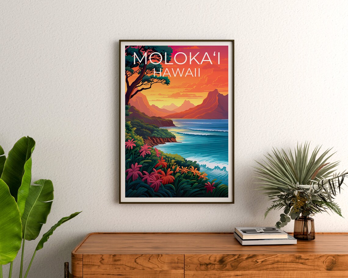 Molokai Travel Poster, Hawaii Island Art Print - Image 3
