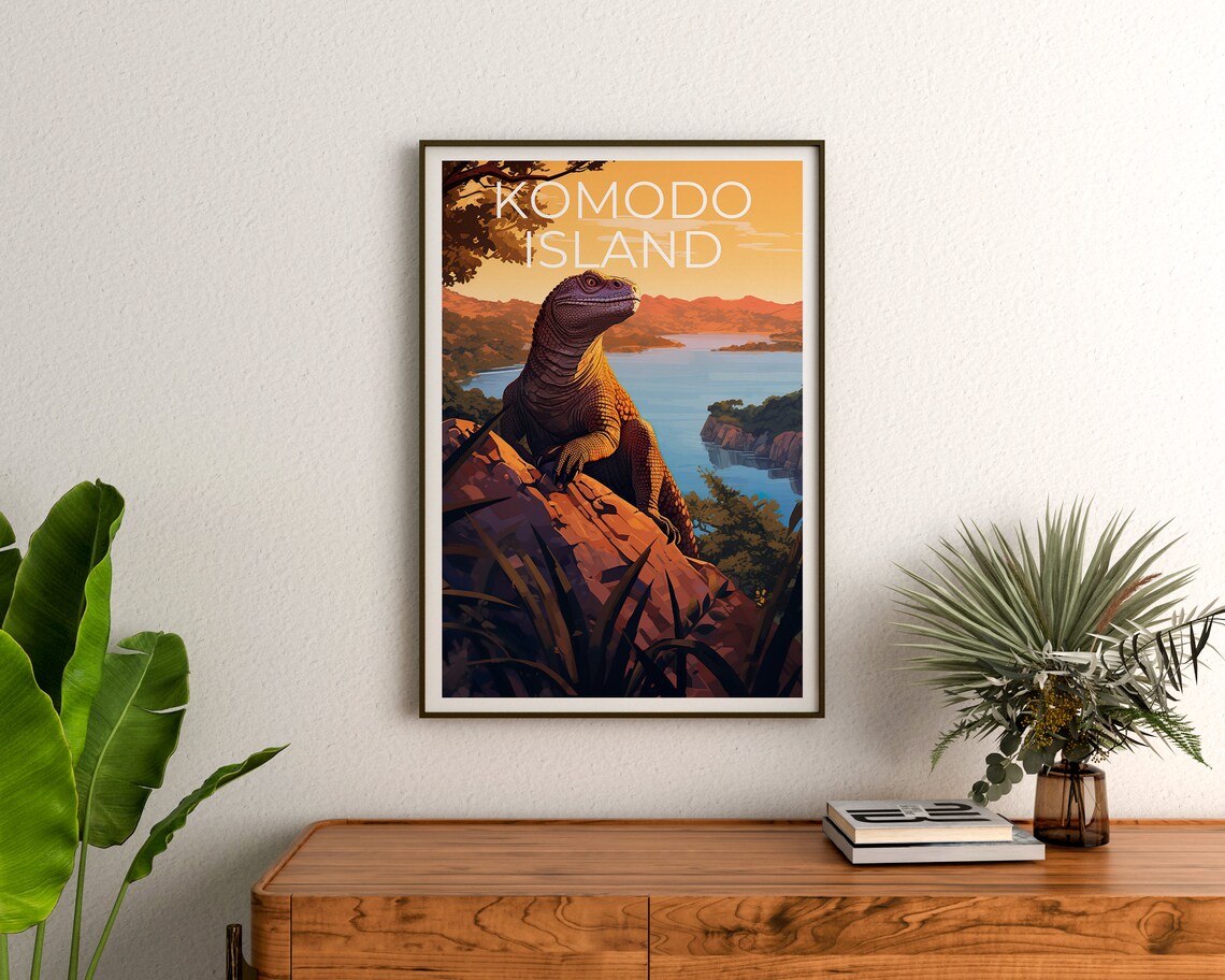Komodo Island Indonesia Dragon Rocky Overlook Bay Sunset Travel Poster - Image 3