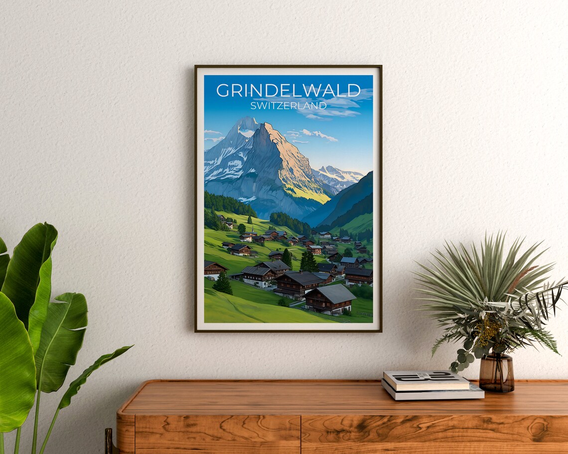 Grindelwald Travel Poster, Swiss Alps Wall Art Print - Image 3