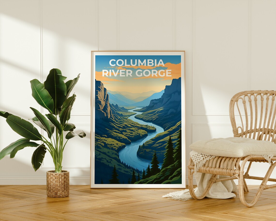 Columbia River Gorge Hiking Nature Landscape Art Print - Image 2