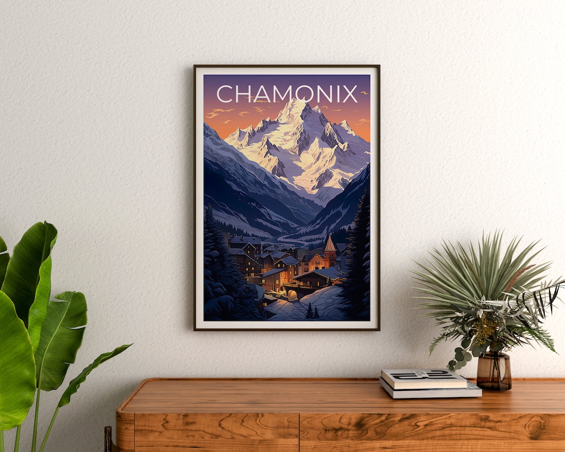 Chamonix Travel Poster, France Ski Resort Print - Image 3