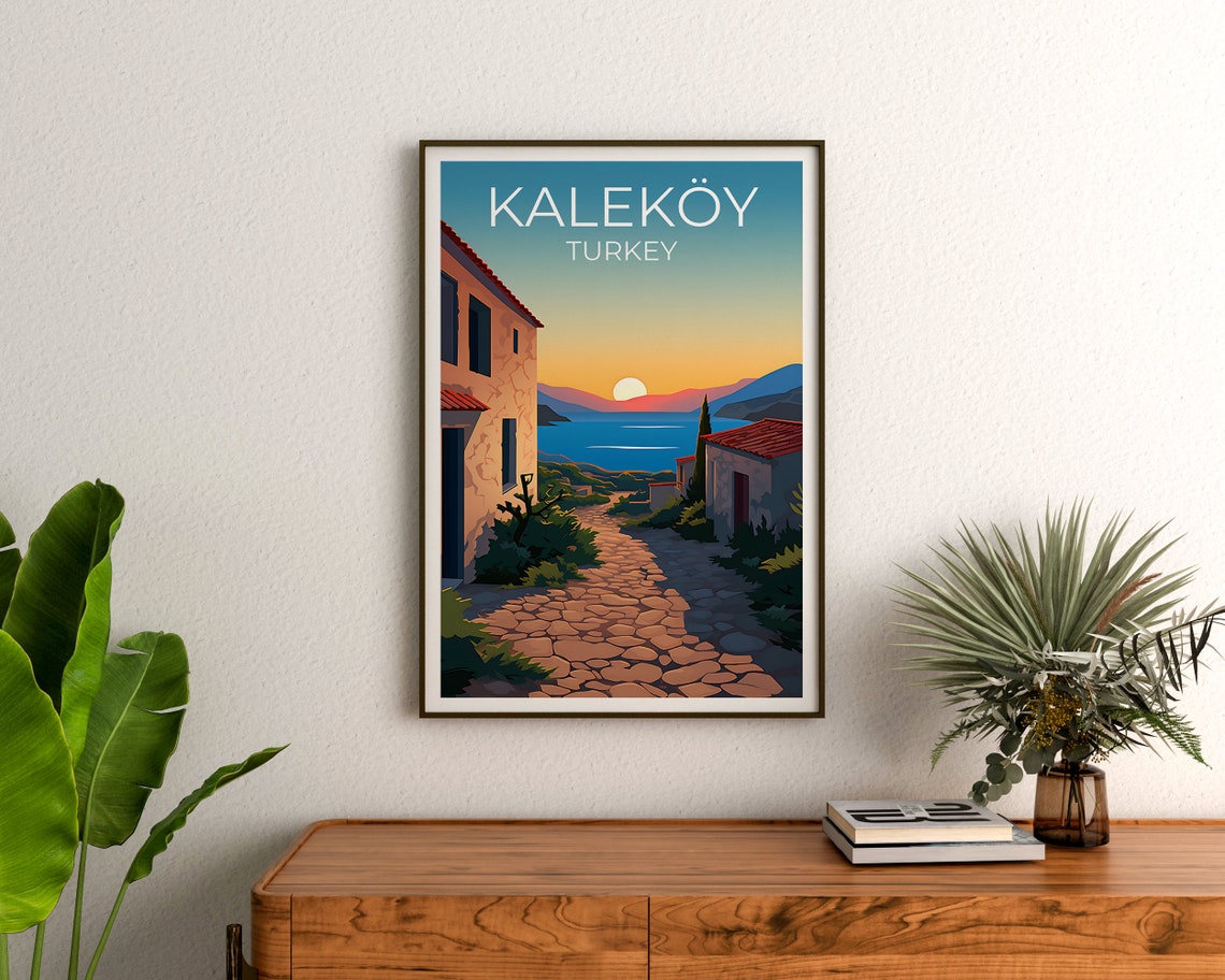 Kalekoy Turkey Stone Village Lane Sunset Sea Harbor View Poster - Image 3