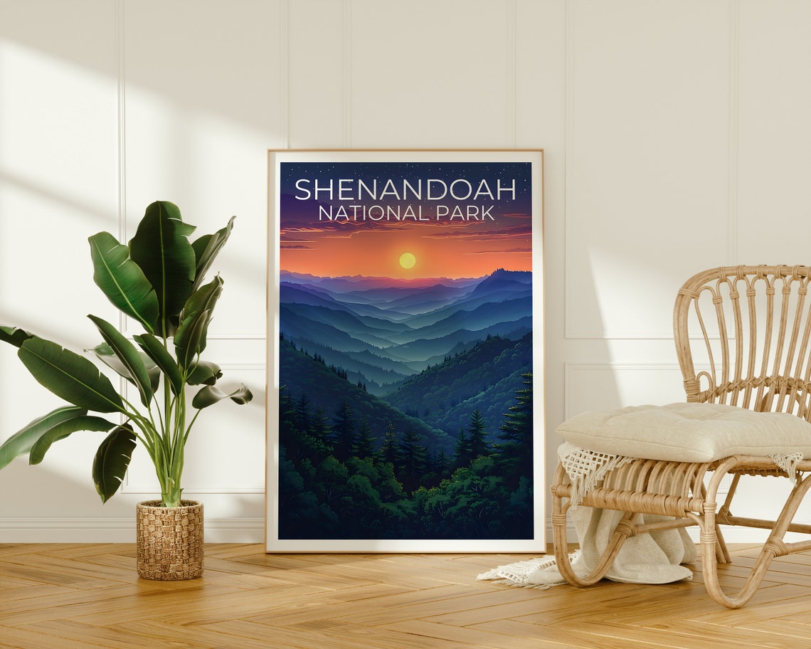 Shenandoah National Park Blue Ridge Sunset Layers Starry Sky Poster - Image 2