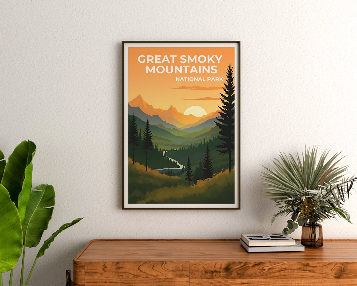 Great Smoky Mountains Poster Mountain Art Tennessee Print Smoky Mountains Poster North Carolina Poster Nature Poster - Image 3