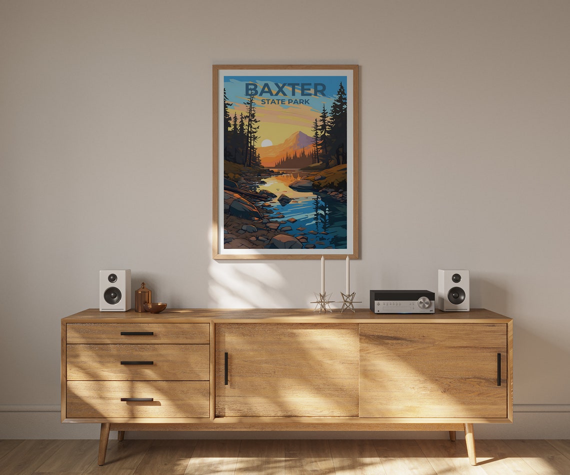 Baxter State Park Maine Sunset Lake Mountain Vintage Travel Poster - Image 2