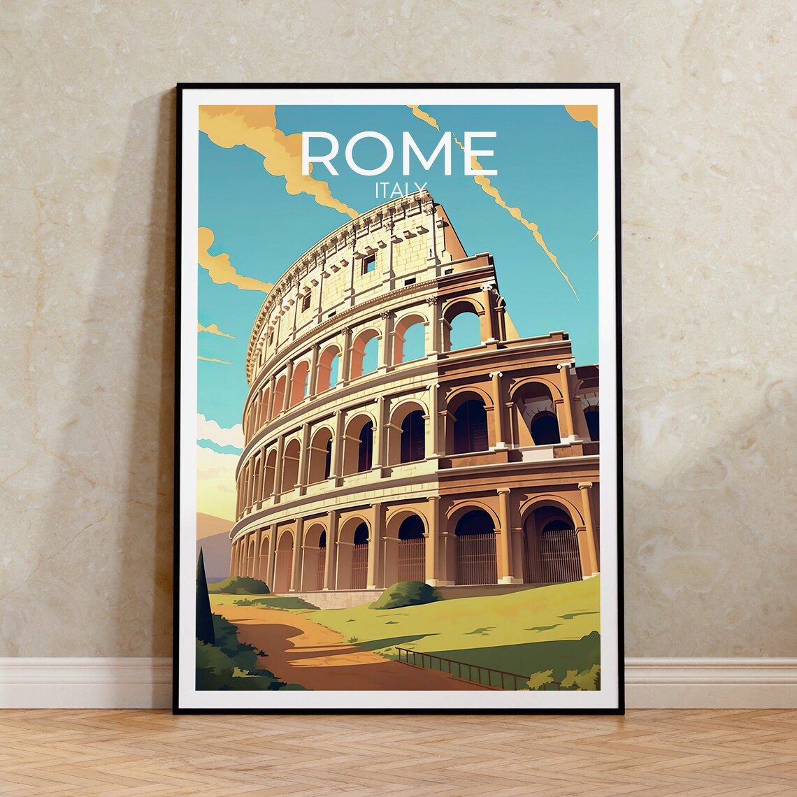 Rome Travel Poster, Colosseum Italy Art Print