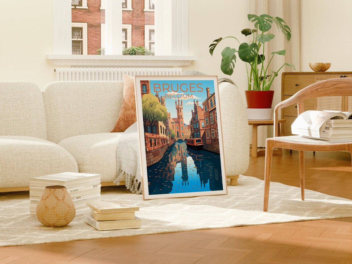 Bruges Travel Poster, Belgium Europe City Art Print - Image 4