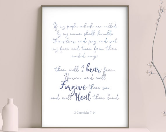 Bible Verse Prints 2 Chronicles 714 Bible Verse Wall Art Bible Verse New Home Typography Wall Art Christian Gift Wall Art