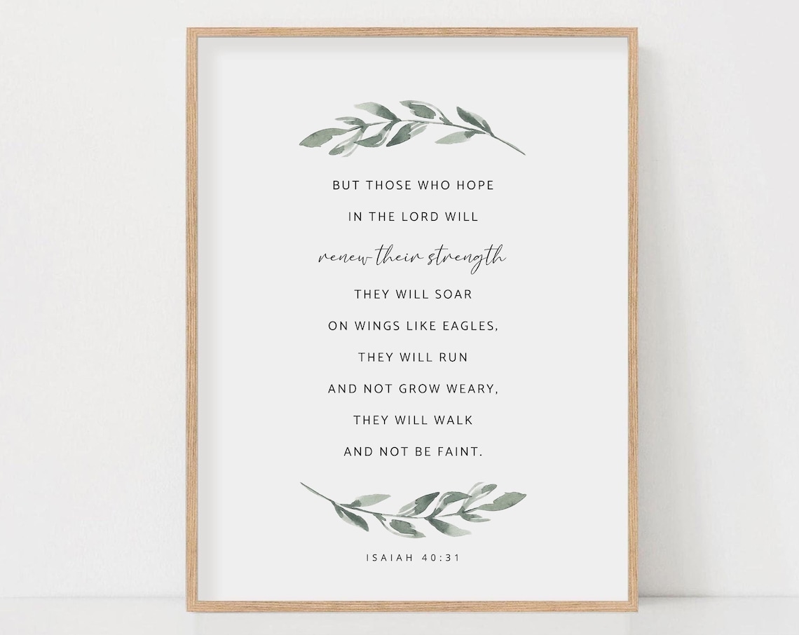 Isaiah 40:31 Bible Verse Watercolor Botanical Art Print