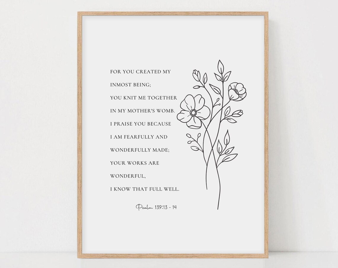 Fearfully and Wonderfully Made Psalm 139:13 Art Print - Image 2