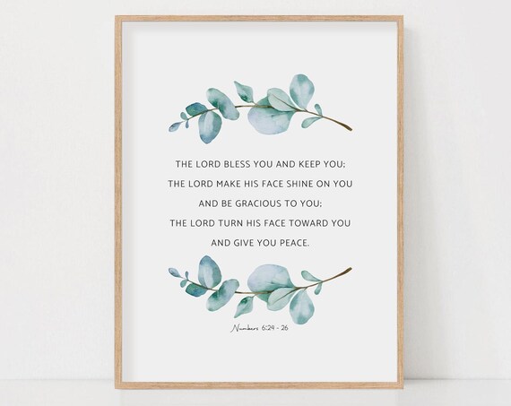 Numbers 6:24-26 The Lord Bless You, Watercolor Botanical