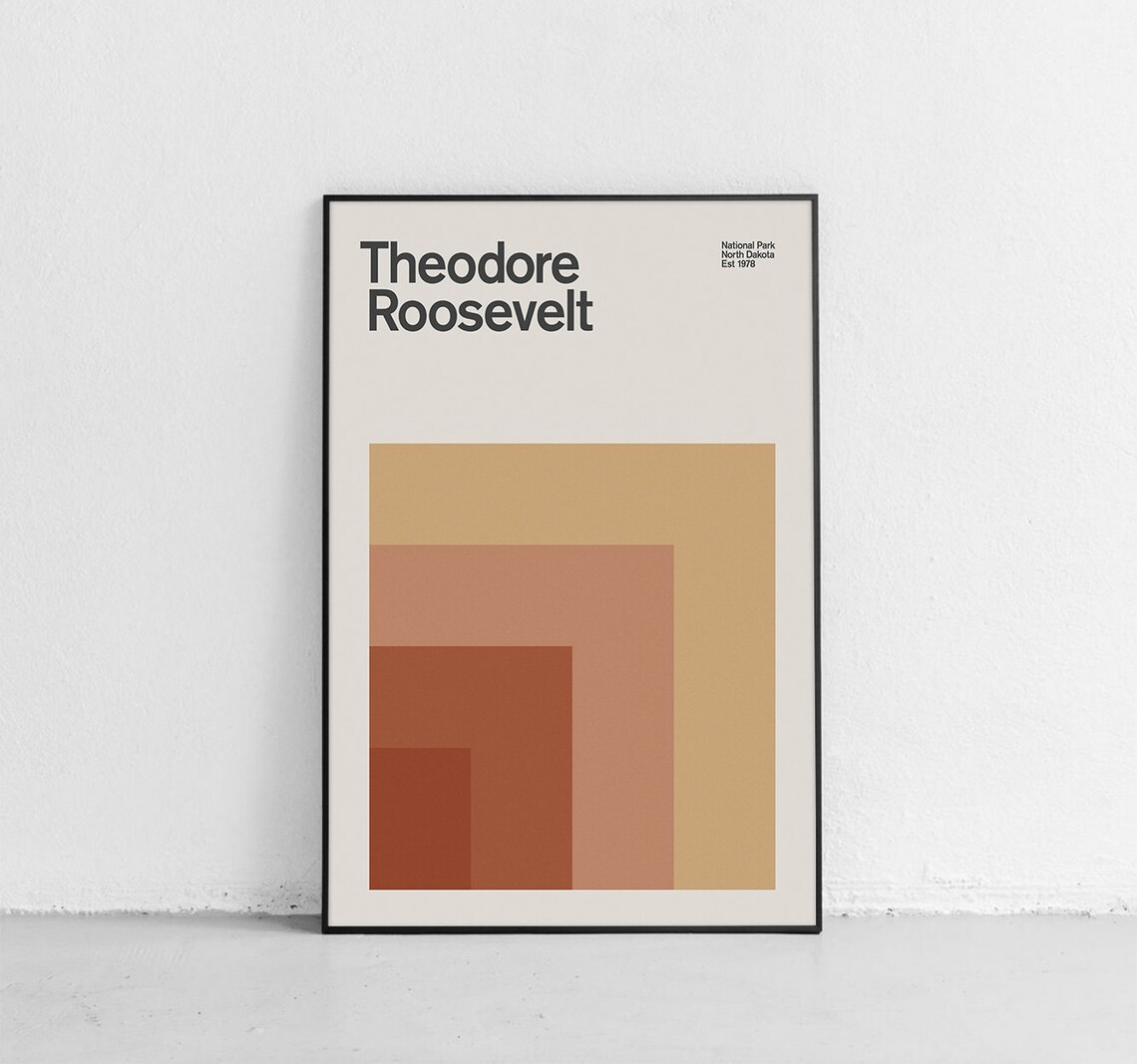 Theodore Roosevelt National Park Mid-Century Travel Poster