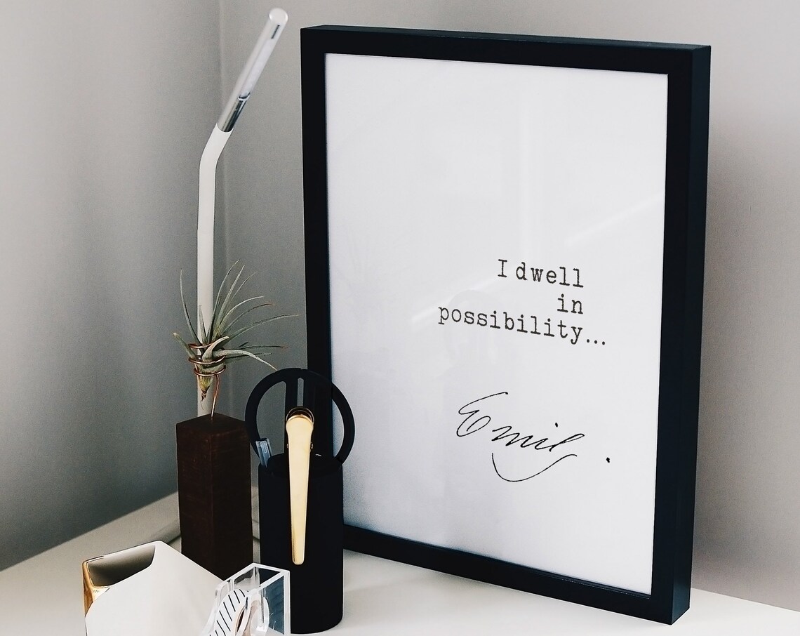 Emily Dickinson I Dwell In Possibility Poem Quote Minimalist Desk Poster