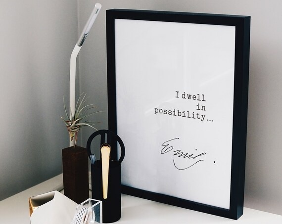 Emily Dickinson I Dwell In Possibility Poem Quote Minimalist Desk Poster