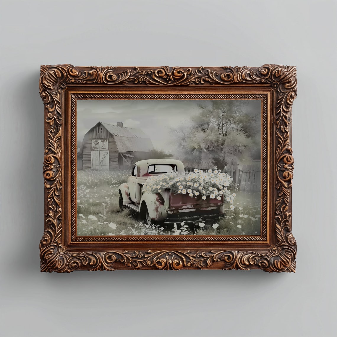 Vintage Truck With Daisies By Rustic Barn Farmhouse Art Print - Image 5