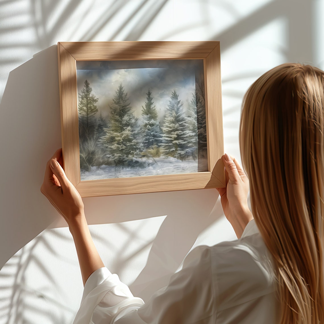 Winter Pine Trees Snowy Forest Christmas Evergreen Landscape Wall Art - Image 5