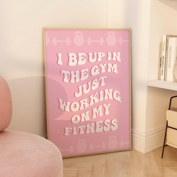 Pink Gym Girl Fitness Wall Art Print, Gym Decor