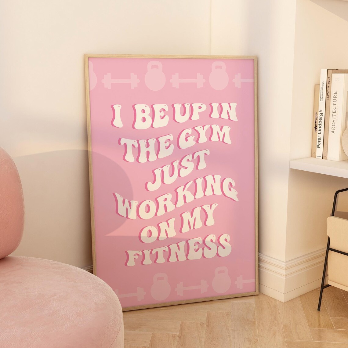 Pink Gym Girl Fitness Wall Art Print, Gym Decor