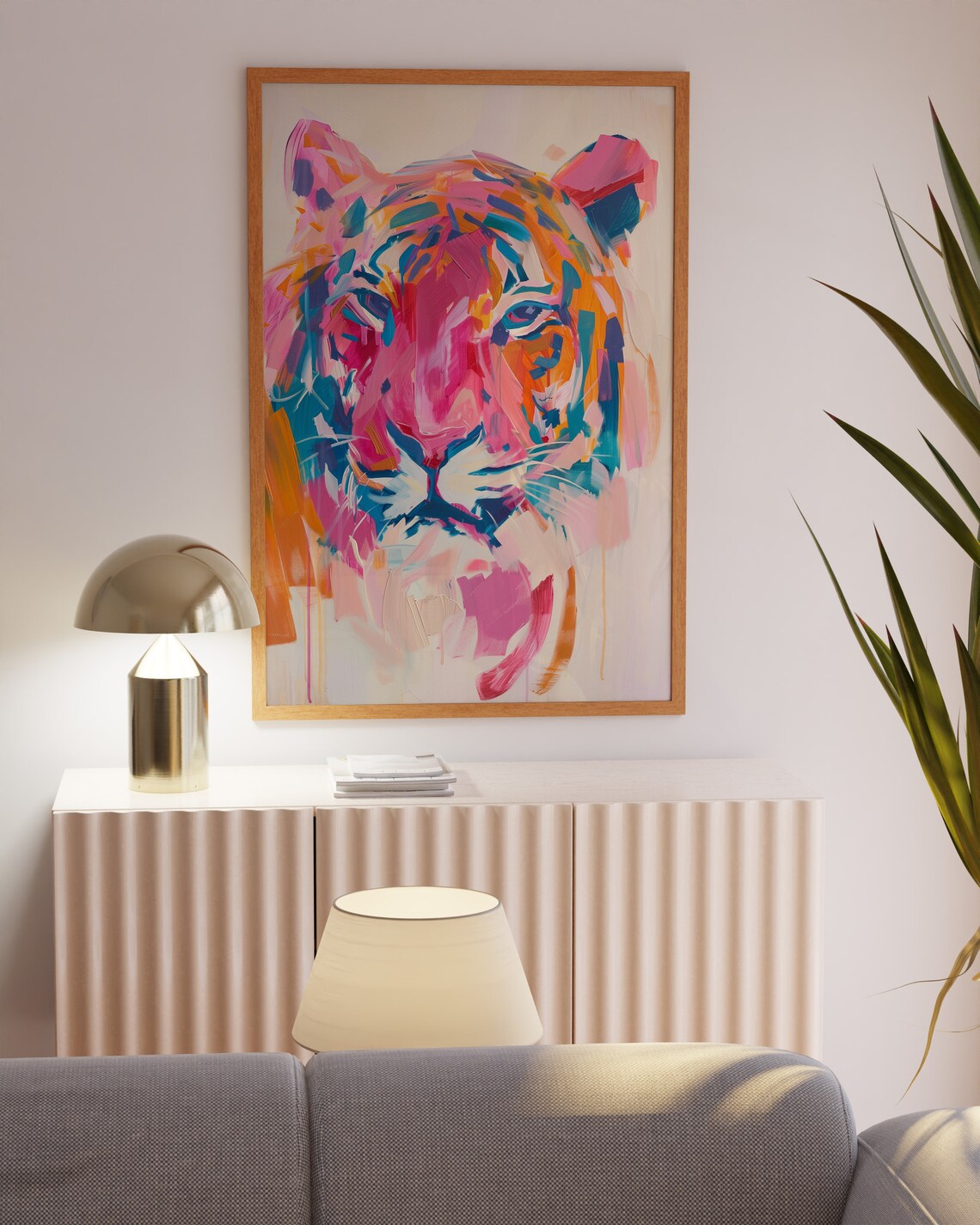 Pink Tiger Art Print, Maximalist Kitsch Decor - Image 3