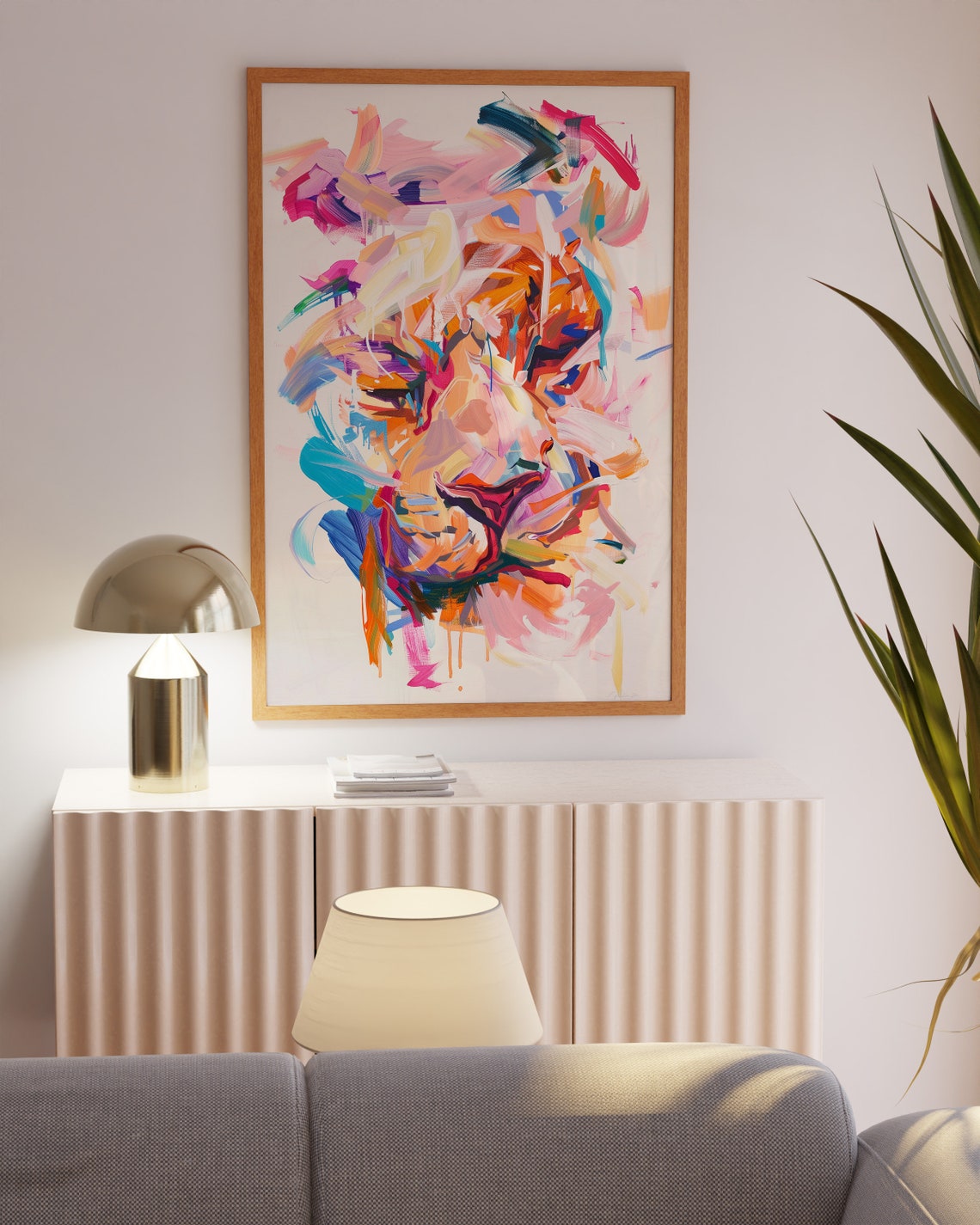 Loose Gestural Tiger in Pastel Brushstrokes Abstract Art Poster - Image 3