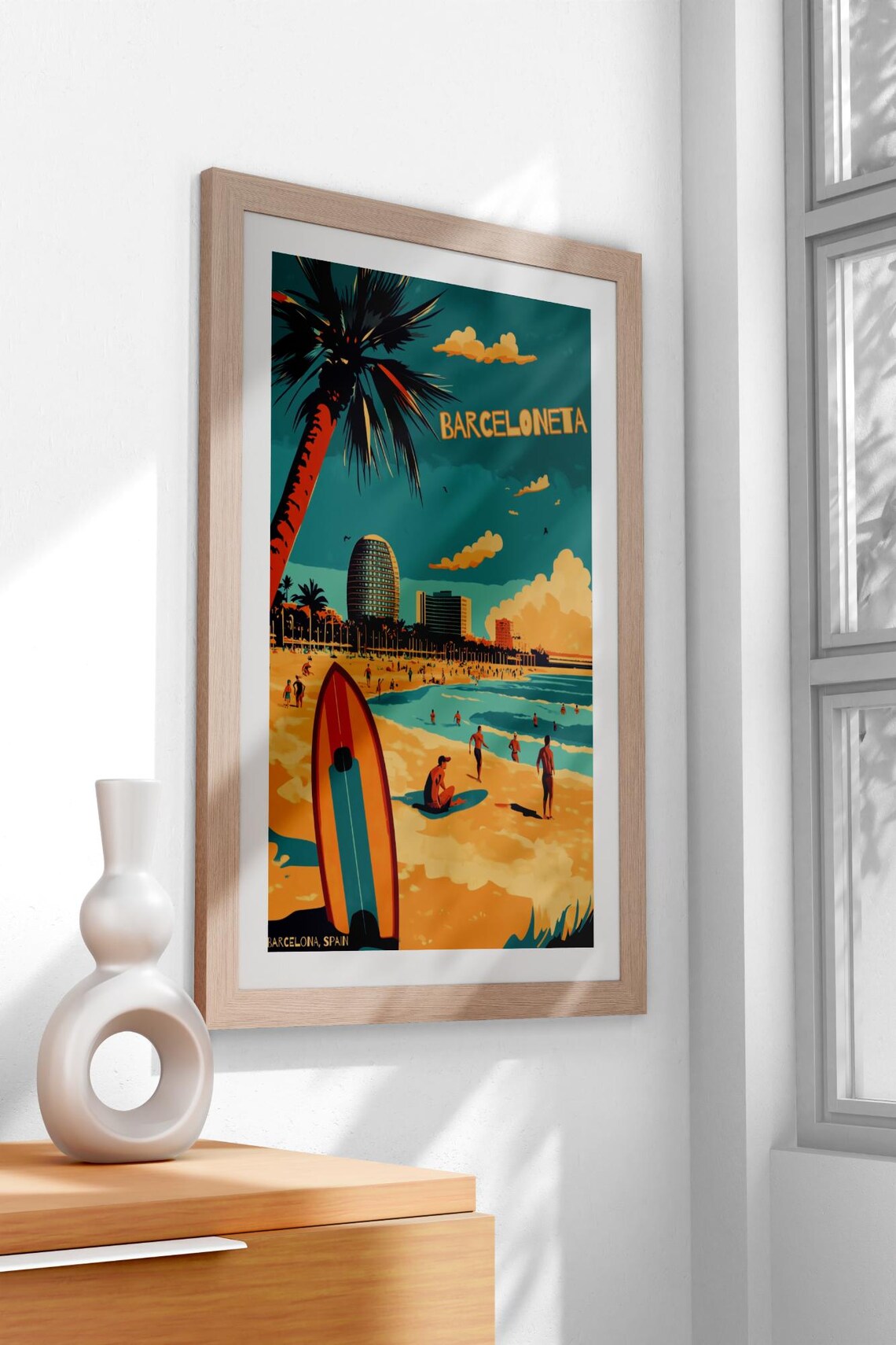 Vintage Barceloneta Poster, Barcelona Travel Poster - Image 3
