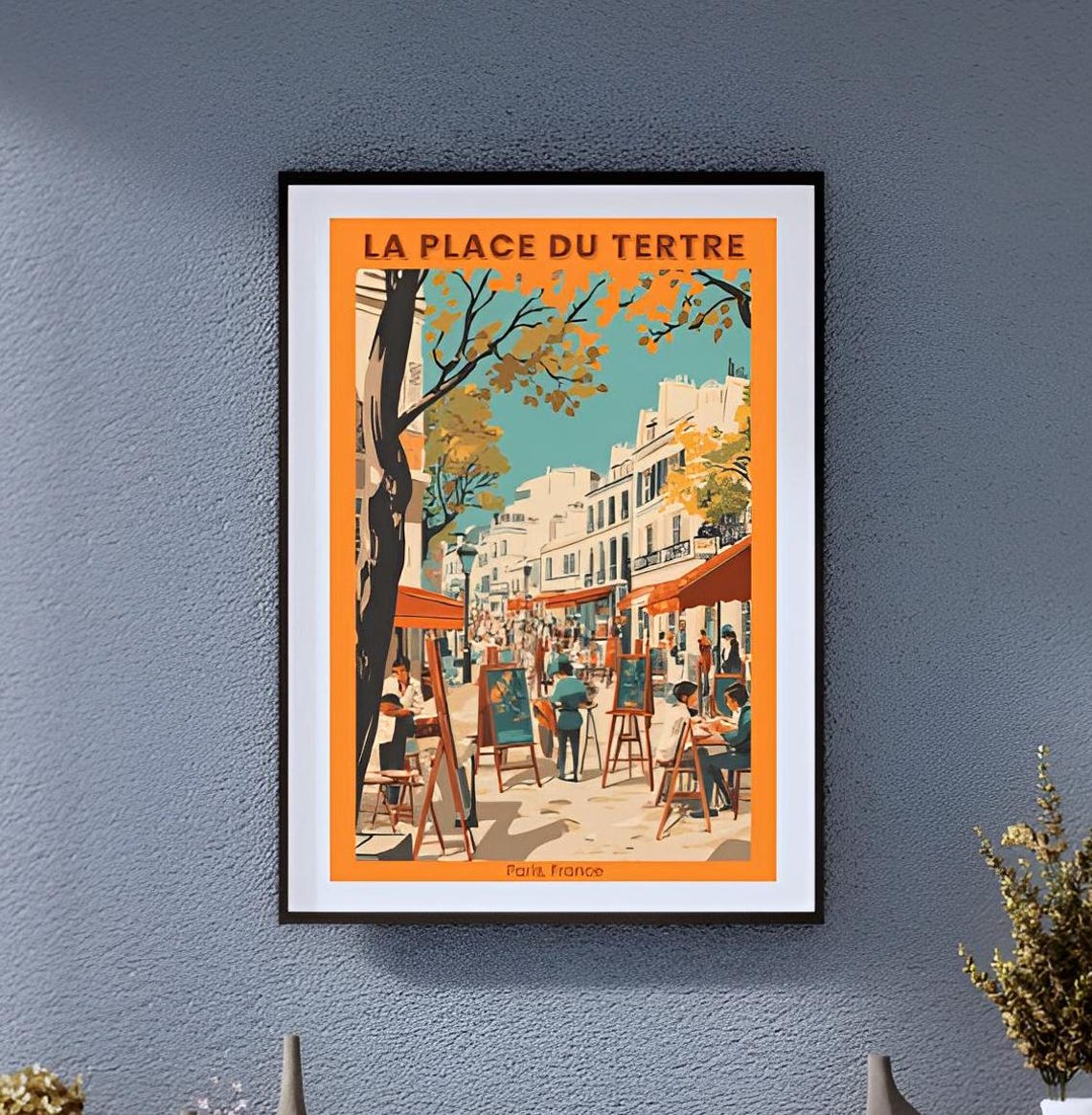 Vintage Place du Tertre Paris Montmartre Artists Square Poster