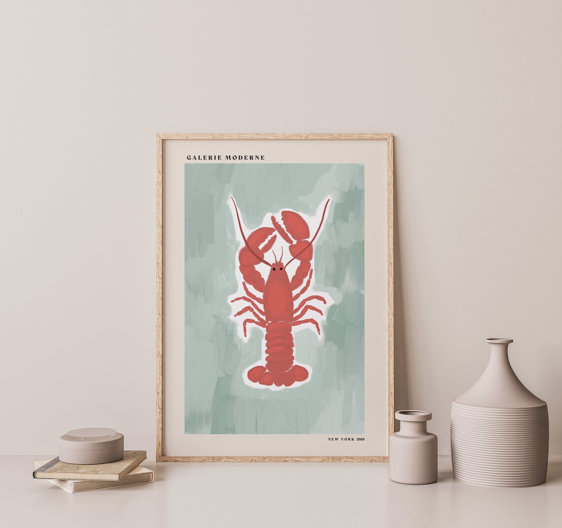 Lobster Art Print Fun Poster Modern Kitchen Wall Decor Kitchen Wall Art Lobster Kitchen Poster Fruit Kitchen Print - Image 2
