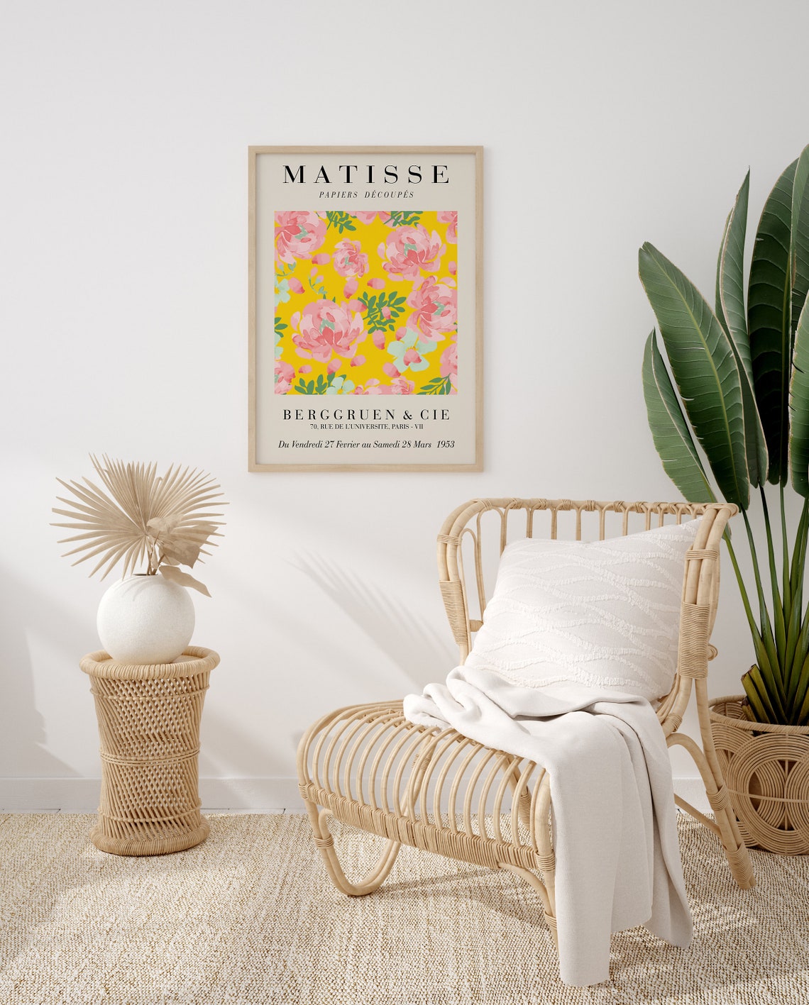 Matisse Pink Peonies Bright Yellow Papiers Decoupes Art Poster - Image 2