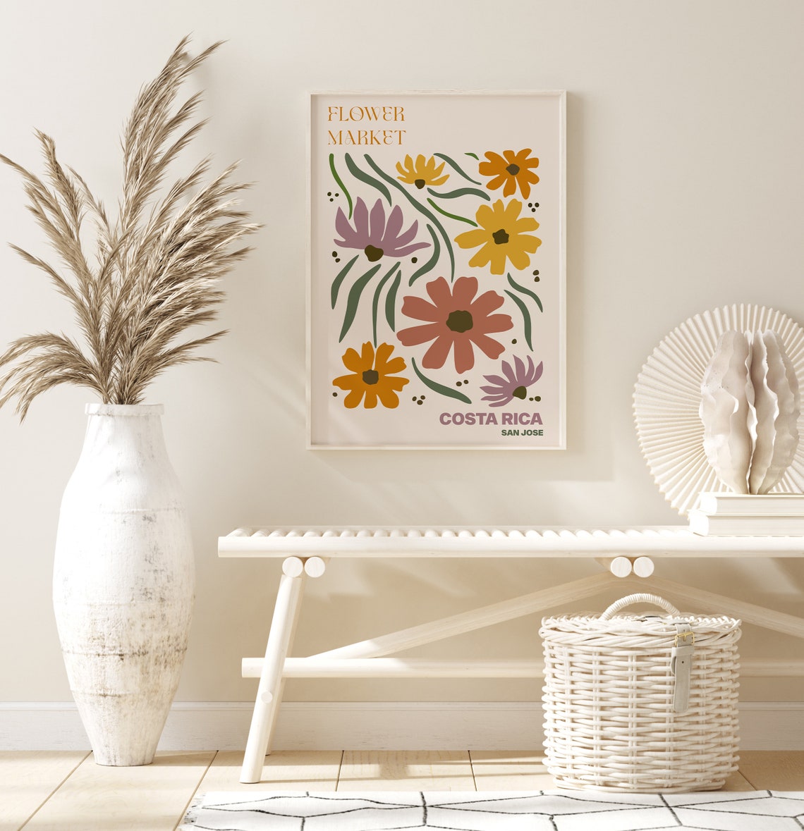 Costa Rica Poster Costa Rica Wall Art Costa Rica Personalised Travel Poster Costa Rica Flower Market Print Floral Wall Costa Rica - Image 3