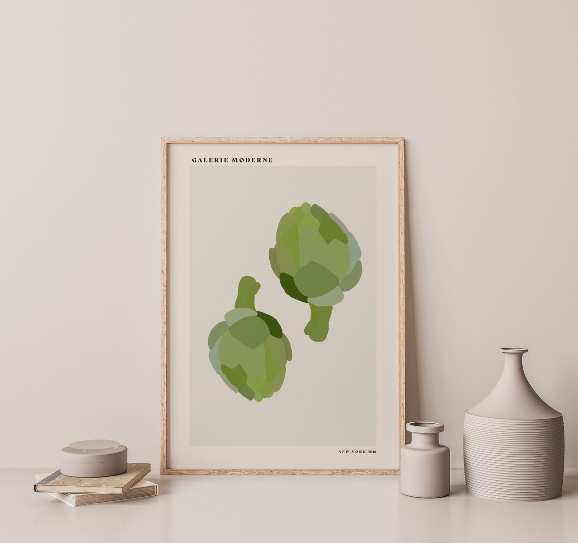 Green Artichoke Botanical Illustration Modern Kitchen Decor Poster - Image 2