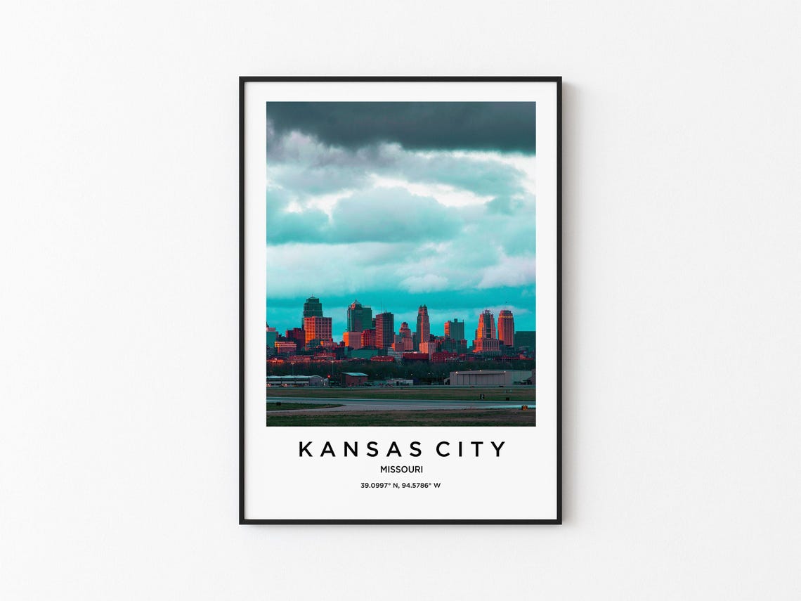 Kansas City Missouri Sunset Skyline Cityscape Photography Poster