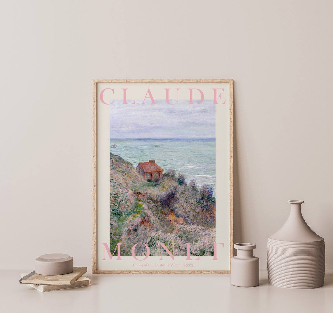 Claude Monet Cabin of the Customs Watch 1882 Cliff Coast Poster - Image 2