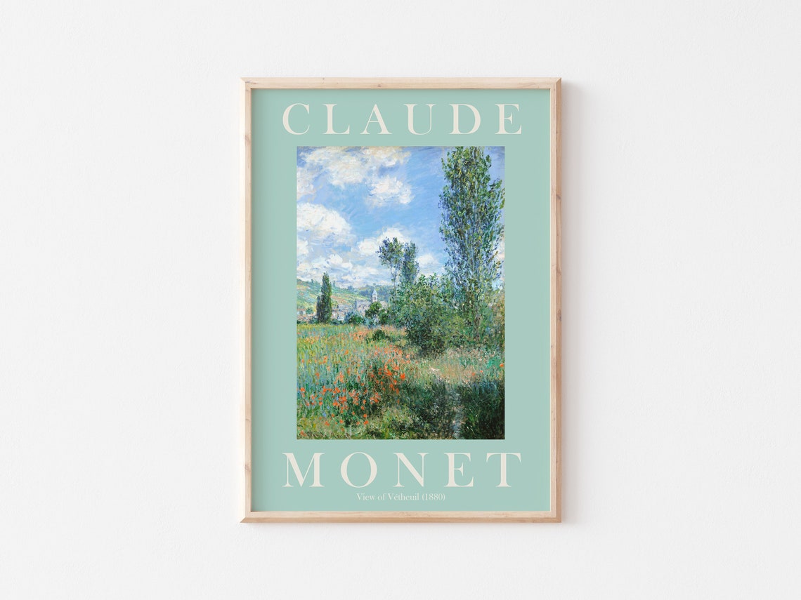 Claude Monet View of Vetheuil 1880 Poppy Field Landscape Poster - Image 2