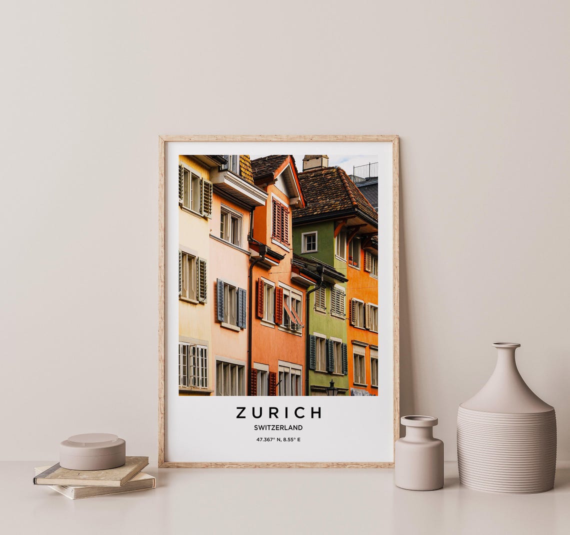 Zurich Switzerland Colorful Old Town Houses With Shutters Poster - Image 2