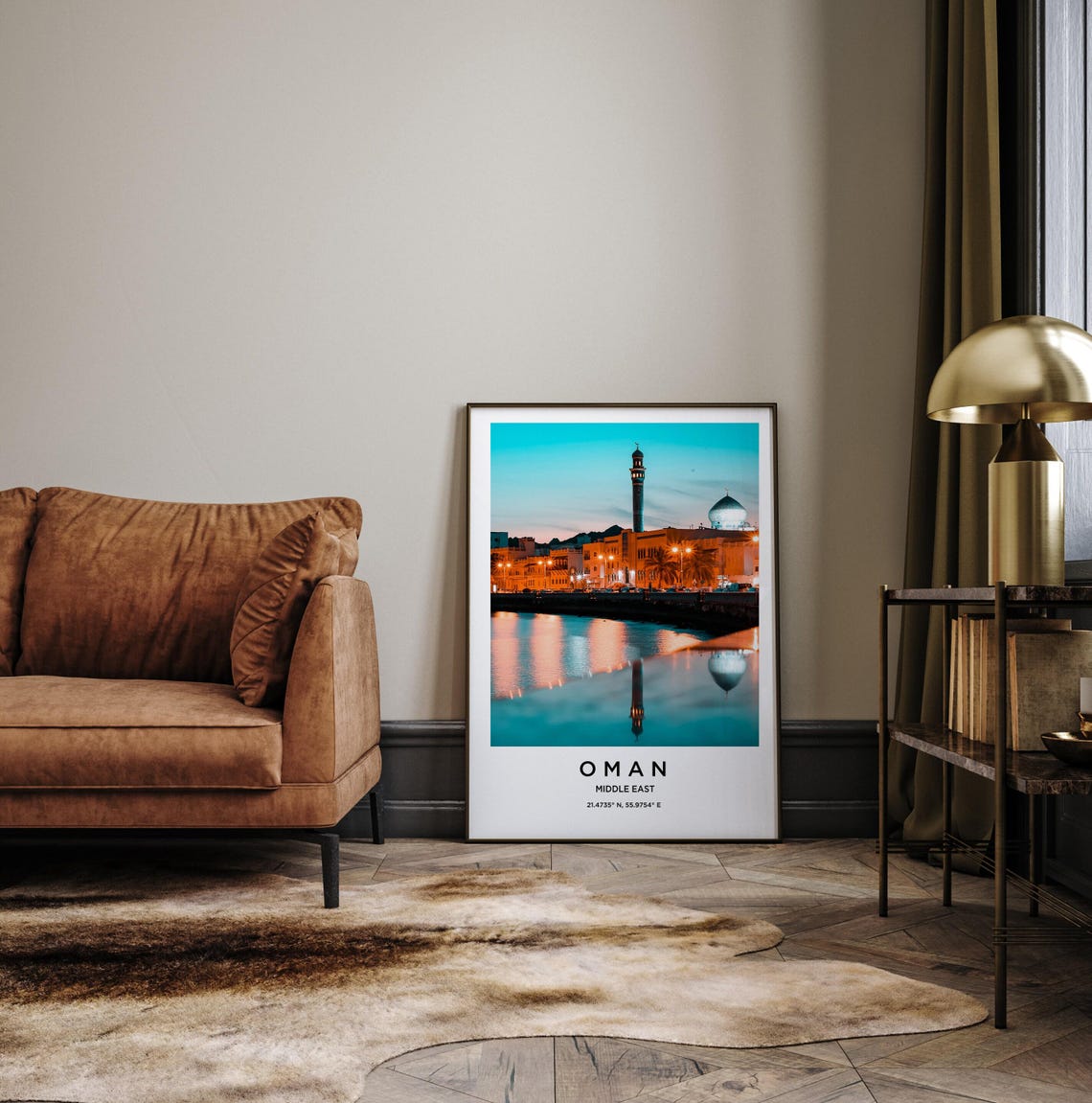 Oman Mosque Minaret Waterfront Dusk Reflection Travel Poster - Image 3