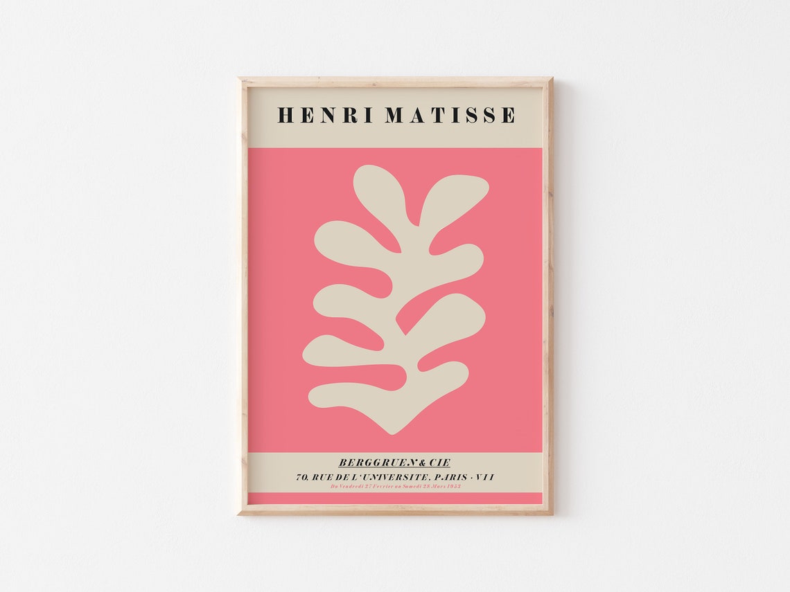 Matisse Print Bright Pink Shape Cut Outs Print Exhibition Print Matisse Inspired Art A4 A3 A2 Home Decor Gallery Wall - Image 3
