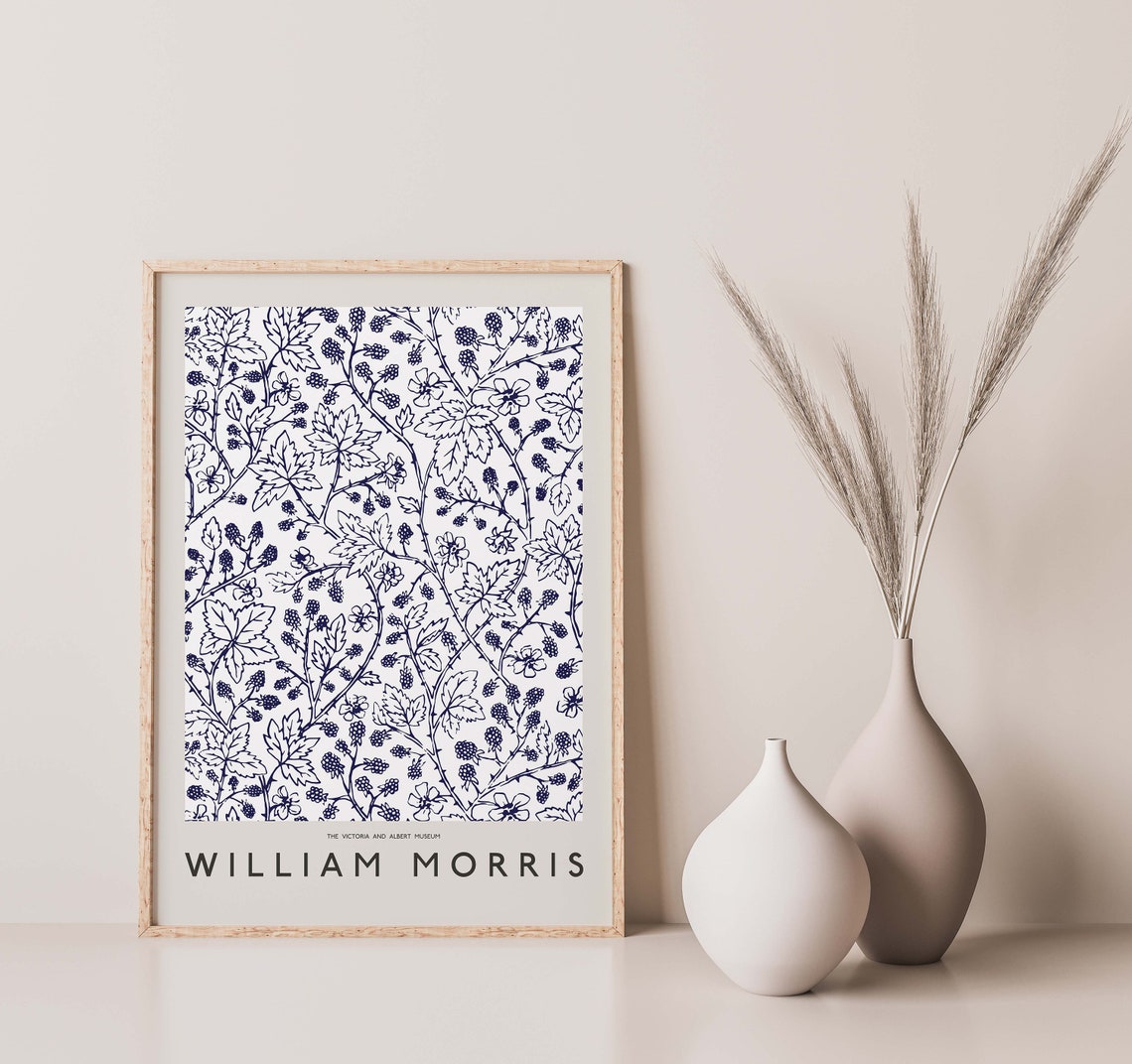 William Morris Navy Bramble Botanical Pattern Museum Art Poster - Image 2